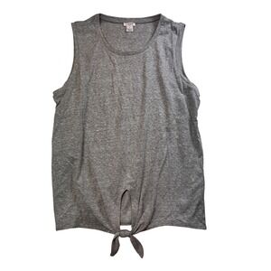 J.Crew Gray Tank Top Tie Front Sleeveless Casual Everyday Top‎ Size M Cotton